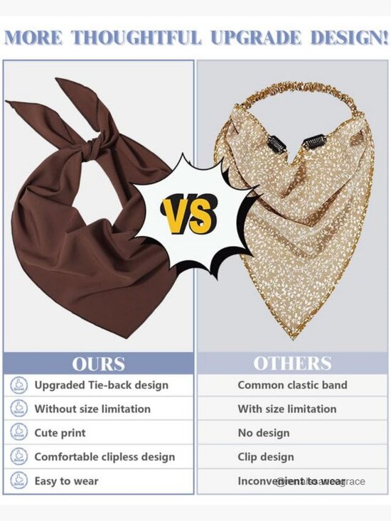 3-Pack Boho Head Scarves, Tie-Back Design, Polyester Hair Bandanas main image 6